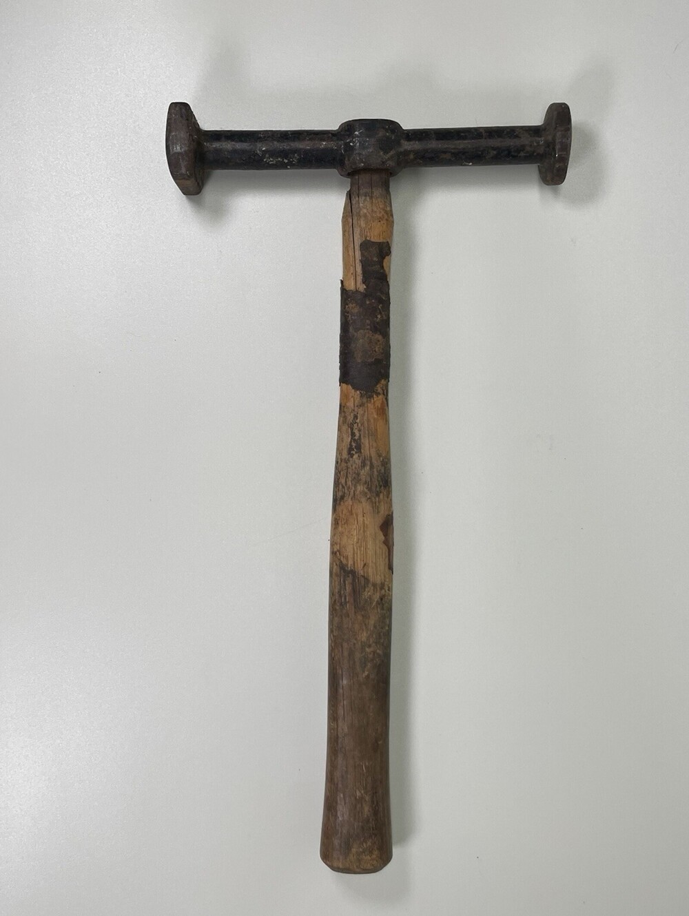 Antique Auto Body Metal Fabrication T-Handle Hammer Hand Forged Sheet Metal Tool
